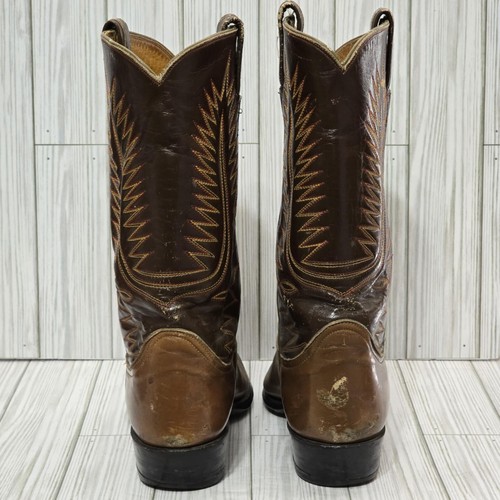 Vintage Black Label Tony Lama Cowboy Boots Mens Size Not Marked 10B J Toe Point - Picture 6 of 24