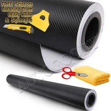 72" x 60" Black Carbon Fiber Vinyl Wrap 3D Bubble Free Air Release 6ft x 5ft