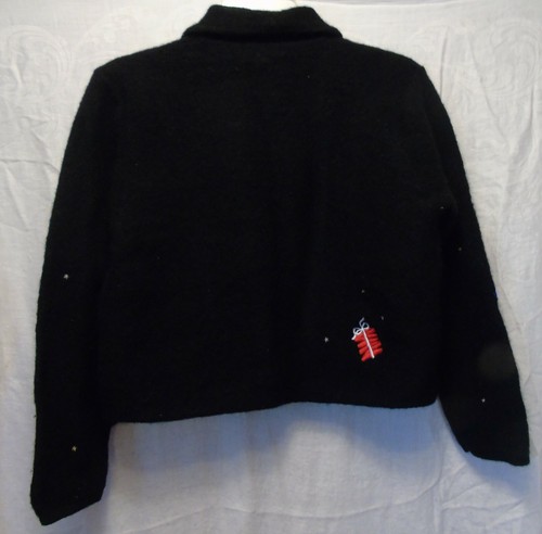 Black Wool Christmas Sweater Karen Scott Sport Women's Petite Large Embellished - Picture 5 of 9