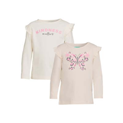 365 Kids from Garanimals Girls Ruffle T-Shirt, 2-Pack (Size 4)