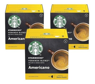 Nescafe Dolce Gusto Starbucks Americano Veranda Blend x 3 Boxes (36 Capsules)...