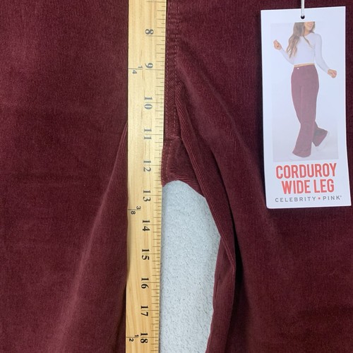 CELEBRITY PINK Women's Burgundy Wide Leg Corduroy Pants Size 7/28 (32x32.5 ) NWT - Picture 5 of 9