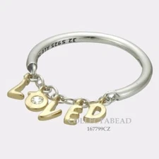 Authentic Pandora Silver SHINE™ Loved Script Ring 167799CZ