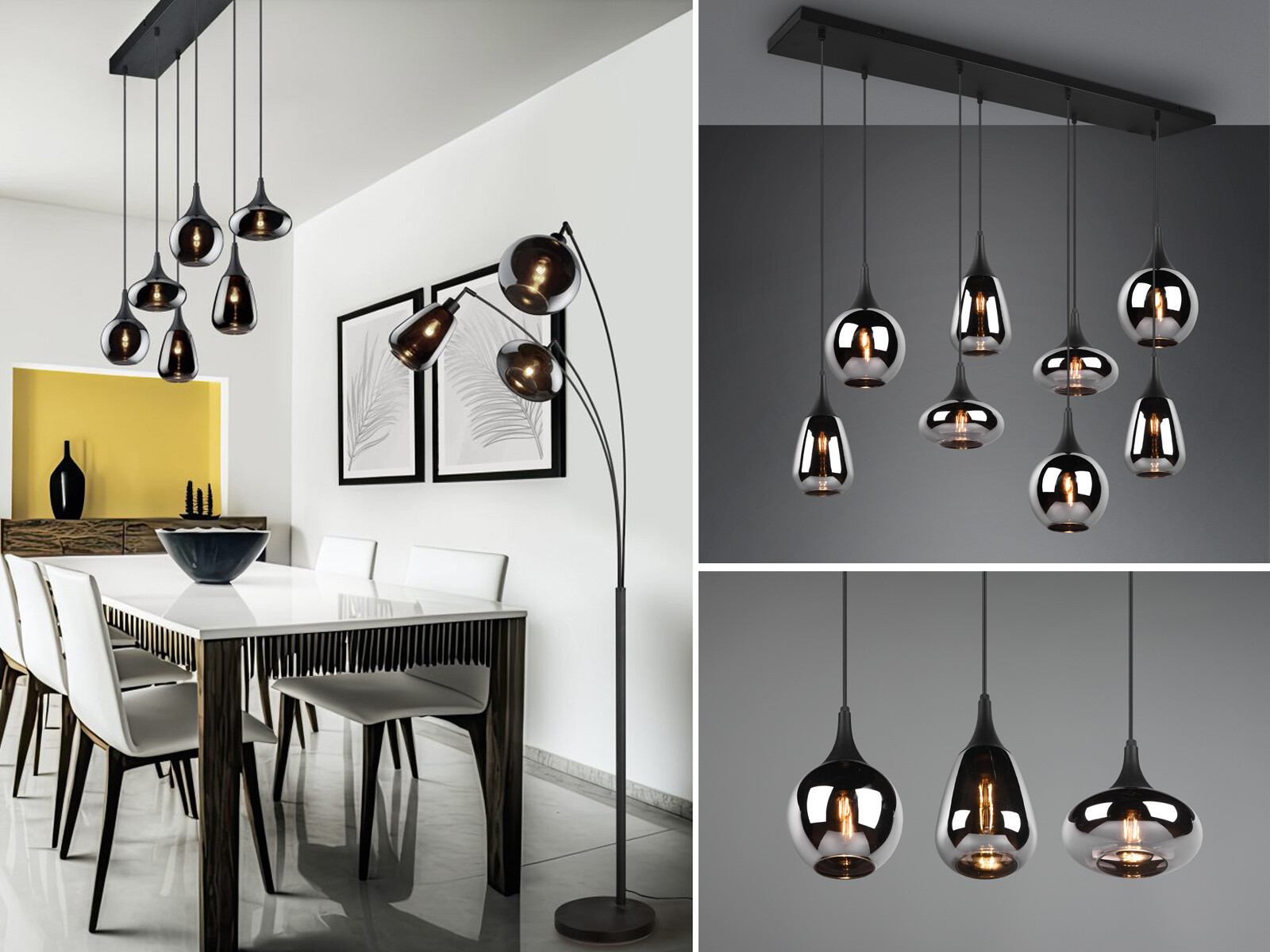 Hängelampen mit Glasschirmen Industrial für Treppenhaus, Galerie, Flur