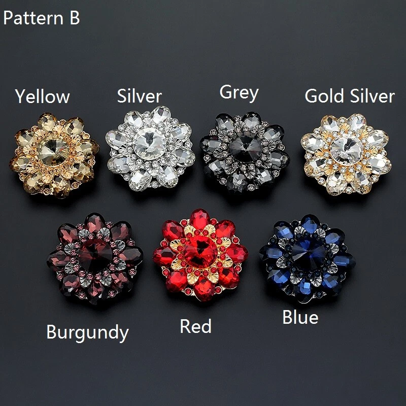 1PC Shiny Crystal Rhinestone Diamante Button Flower Shape Fastener DIY Accessory - Image 3 of 4