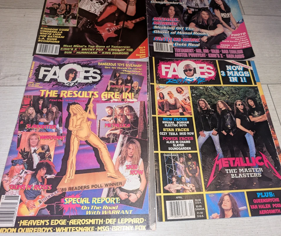 Vintage Faces Rocks Lot of 5 Issues Magazines Poison Van Halen Montley Crue - Image 3 of 3