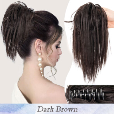 Claw Clip Messy Bun Ponytail Hair Extension Tousled Updo Curly as Human Chignon