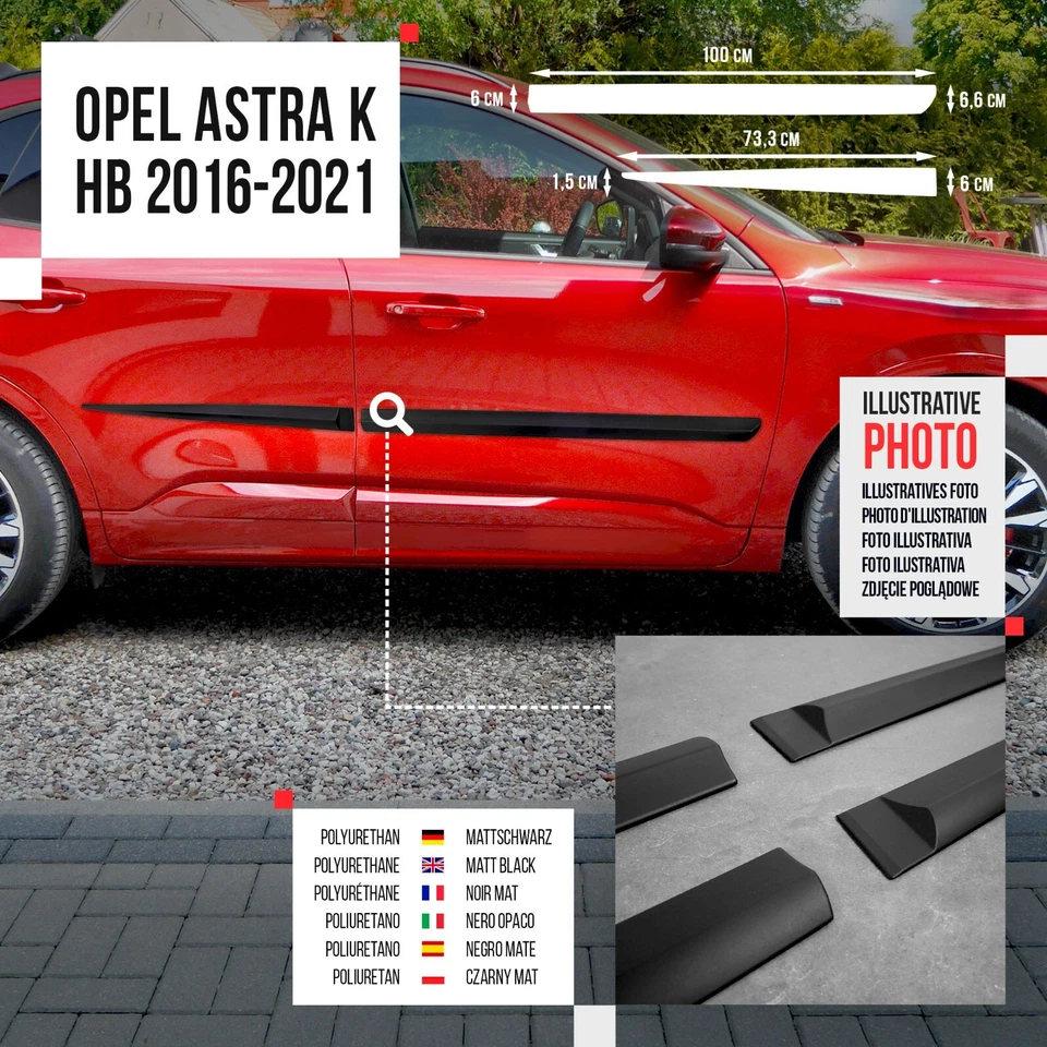 für OPEL ASTRA K 2016+ HATCHBACK SEITENSCHUTZLEISTEN SEITEN TÜRLEISTEN SCHWARZ - Bild 2 von 4