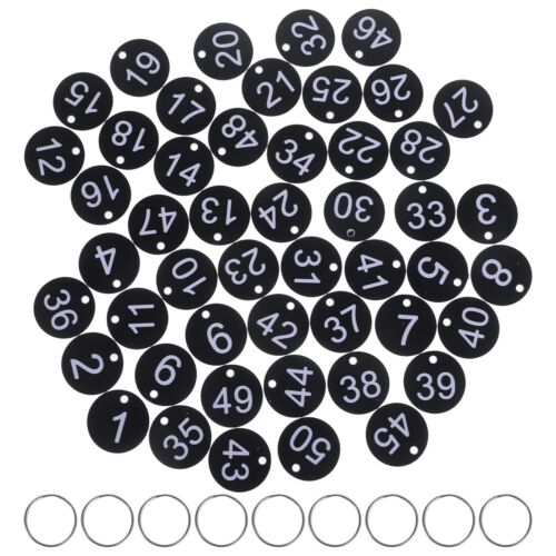 Acrylic Id Number Tags 0-50 Numbered Key Tags with Metal Key Rings Luggage Ha...