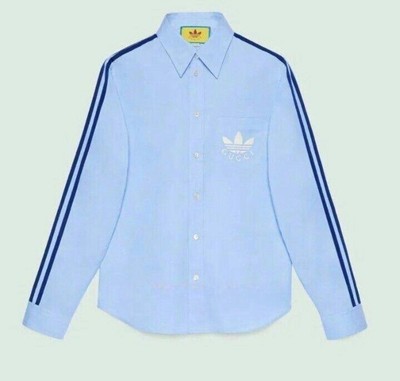 Gucci x Adidas Sleeve Line Logo Embroidery Long Shirt 726087 Blue,  Size 16