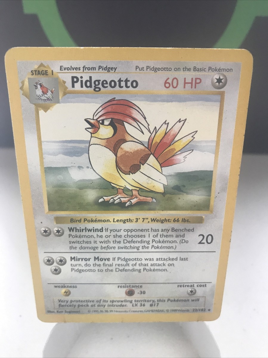 Pidgeotto - Shadowless - Base Set - Rare - 22/102 - 1999 WOTC