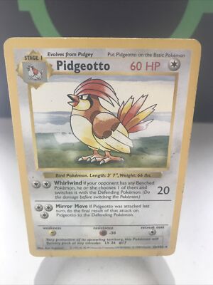 Pidgeotto - Shadowless - Base Set - Rare - 22/102 - 1999 WOTC