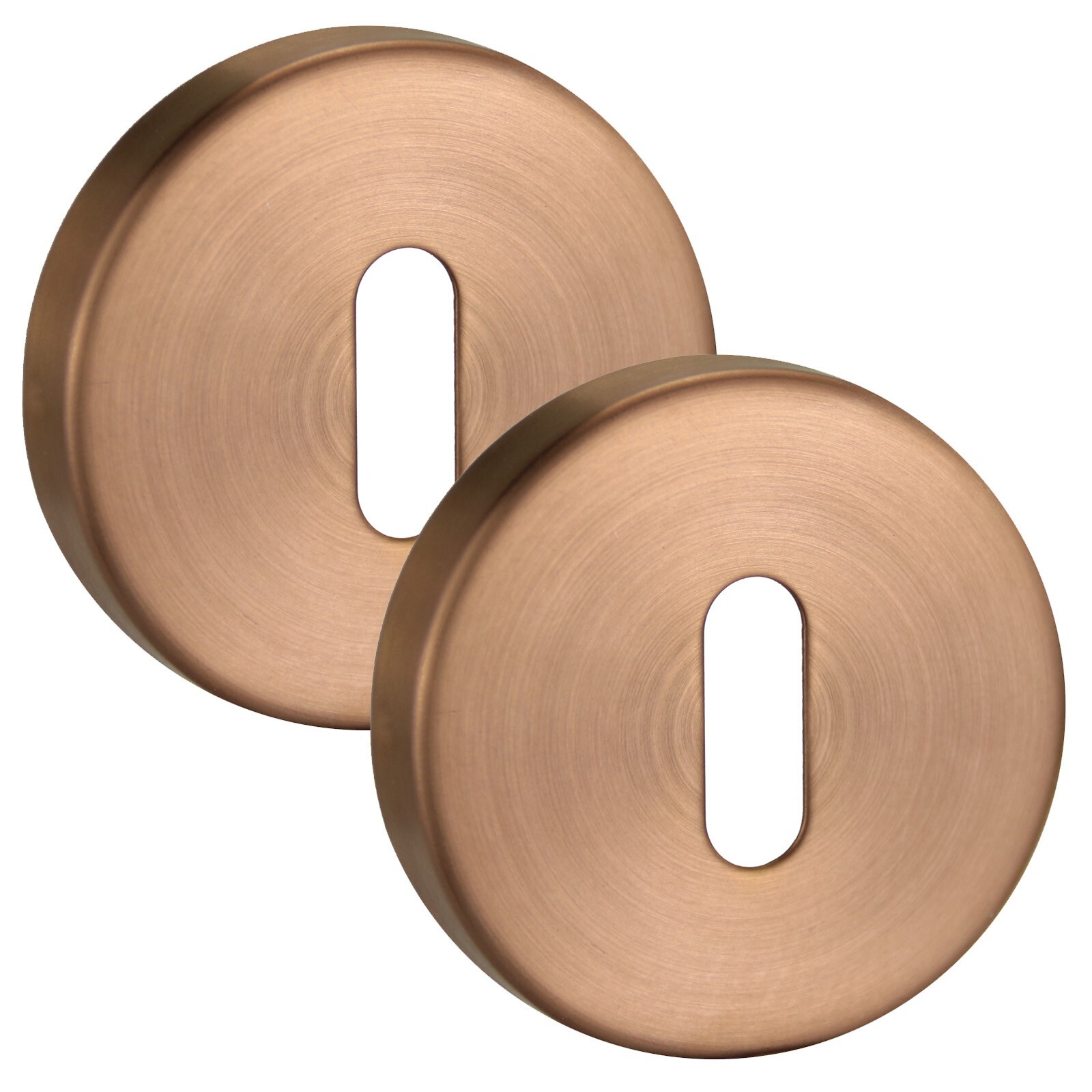Satin Copper Standard Profile Keyhole Escutcheon Pair 10mm