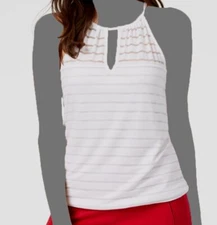 $74 I.N.C. Concepts Women's White Sleeveless Keyhole Stretch Top Size XL