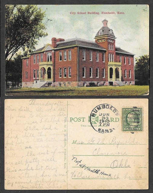 1910 Kansas Postcard Humboldt City School Building eBay
