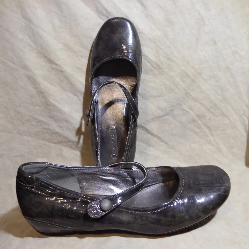 🩰 ECCO Sport Mary Janes размер 9 M оловянный серый лакированная кожа; комфорт стельки - Изображение 2 из 4