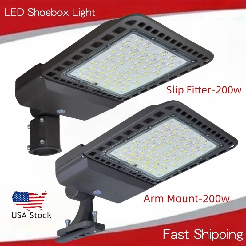 LED Parking Lot Lights Shoebox Fixture Street Area Flood Pole Light 200W 300W