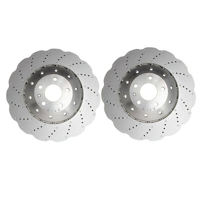 SHW Performance Rear Drilled Wavy Brake Discs 356mm X2 For Audi RS6 C7 4G Avant