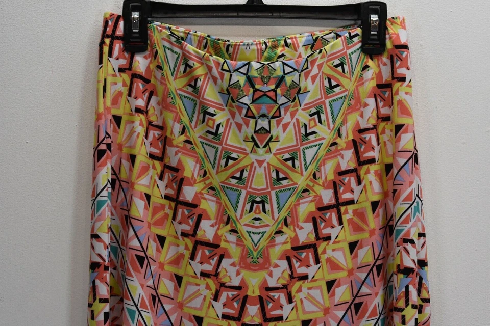 Бежевый bt ECI женщин многоцветный геометрический принт эластичный пояс эластичной Midi юбка M - Изображение 3 из 4