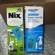 NIX Ultra Lice All-In-One Shampoo Kills Superlice & Eggs 4oz& Equate Lice Kit4oz