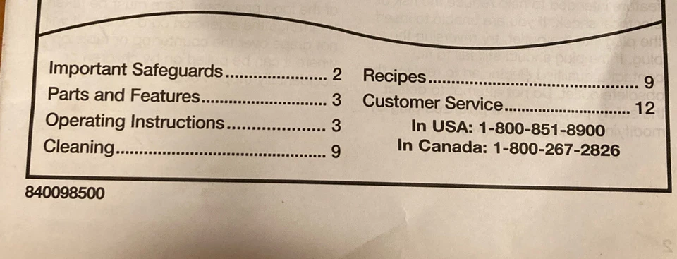 Hamilton Beach Short Cut Micro Food Processor 70200 Owner’s Manual W/ Recipes - Image 2 of 4