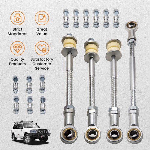 4 Front & Rear Adjustable Sway Bar Link Kit For Nissan Patrol GU Y61 2