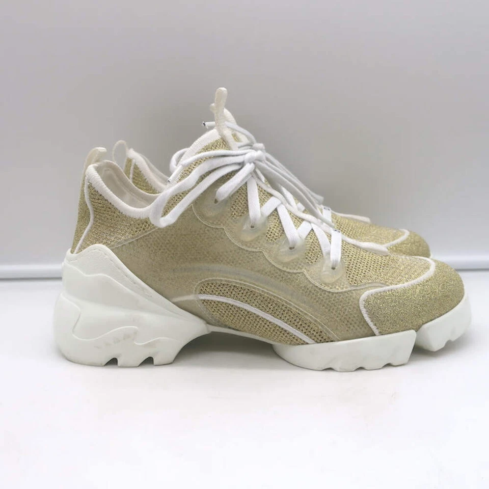 Christian Dior D-Connect Sneakers Gold Technical Knit Size 37.5 - Image 2 of 4