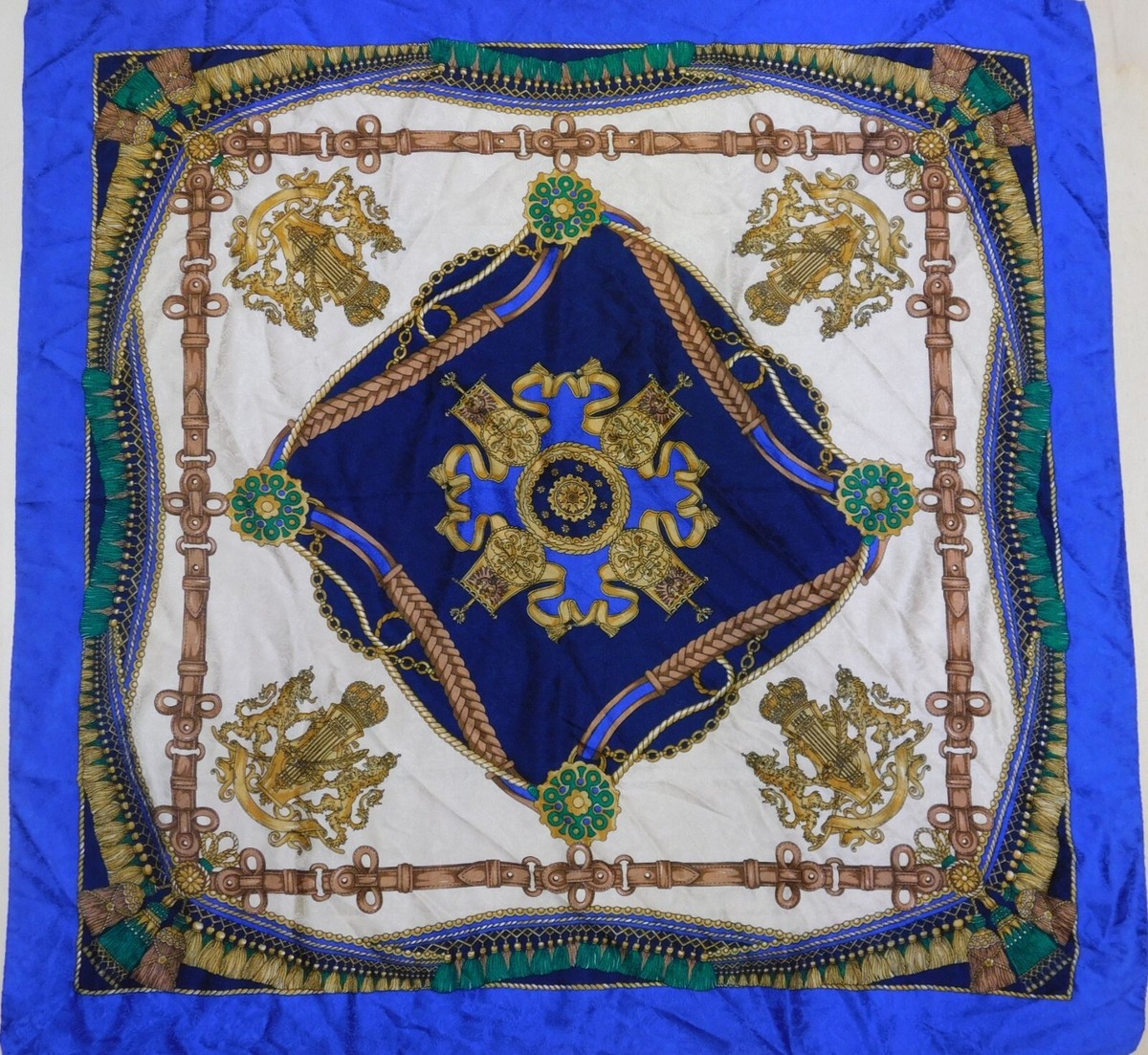 Foulard Vintage 100% Soie Femme - 88x88cm - Multicolore Années 80
