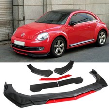 For VW Beetle A5 Front Bumper Lip Splitter Sport Spoiler Chin Carbon Look + Red