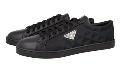 Prada Leather And Re-Nylon Sneakers 'Black Symbole Motif Pattern