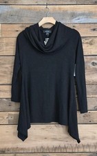 Karen Kane 3N94779 Black Cowl Neck Handkerchief Sweater Top L NEW