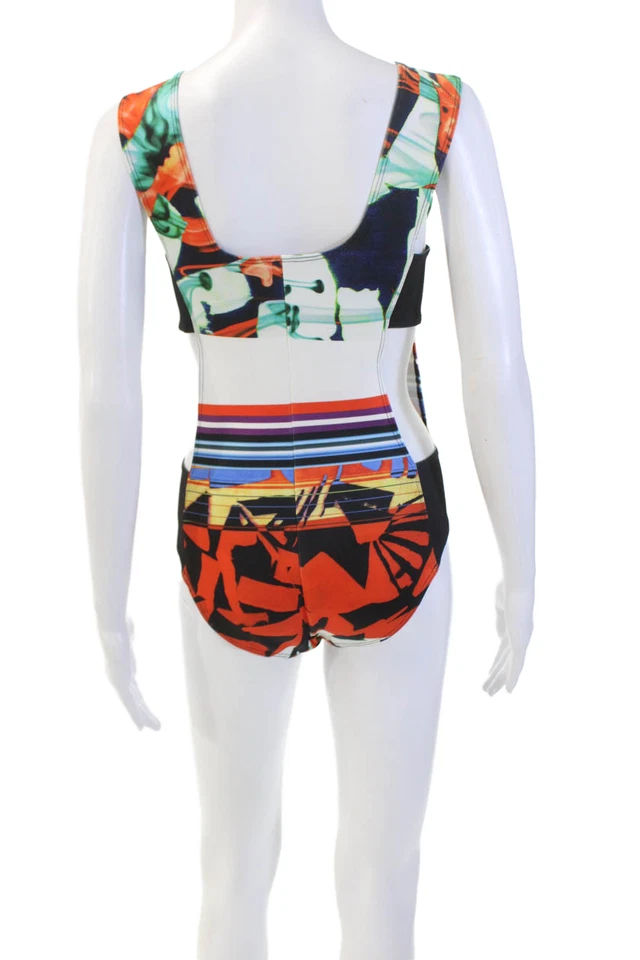 Traje de baño Clover Canyon para mujer estampado abstracto recortado multicolor talla M Foto 2 de 4