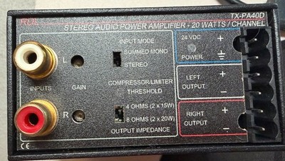 RDL TX-PA40D 40W Stereo Audio Power Amplifier With No Power Supply