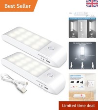 USB Rechargeable Motion Sensor LED Night Lights - 2 Pack, 3 Modes for Indoor Use