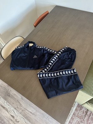 Vintage Kappa Track Suit Men s Size M Striped Nylon Navy Blue Late 90s Early 00s