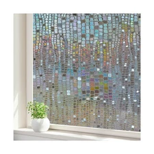 Window Privacy Film, Stained Glass Window Films 3D Rainbow Decorative Static ...