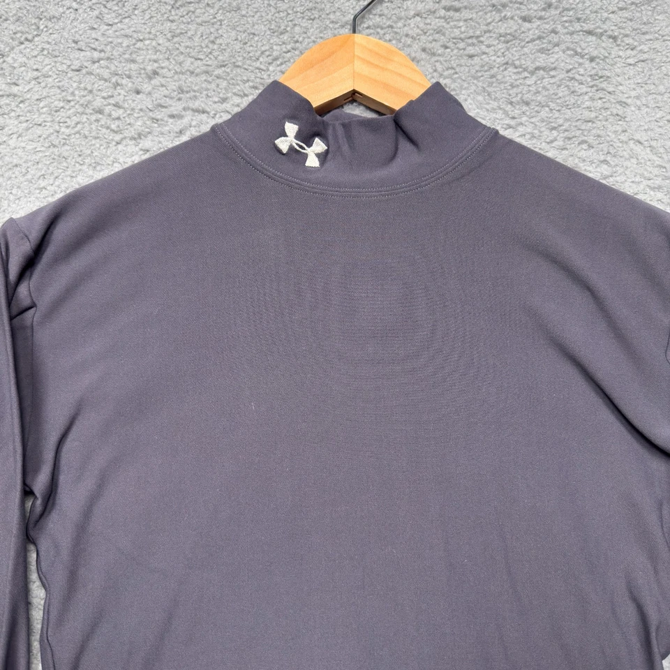 Camisa Under Armour Para Hombre Pequeña Gris Compresión Manga Larga Cuello Simulado Exterior Foto 3 de 4