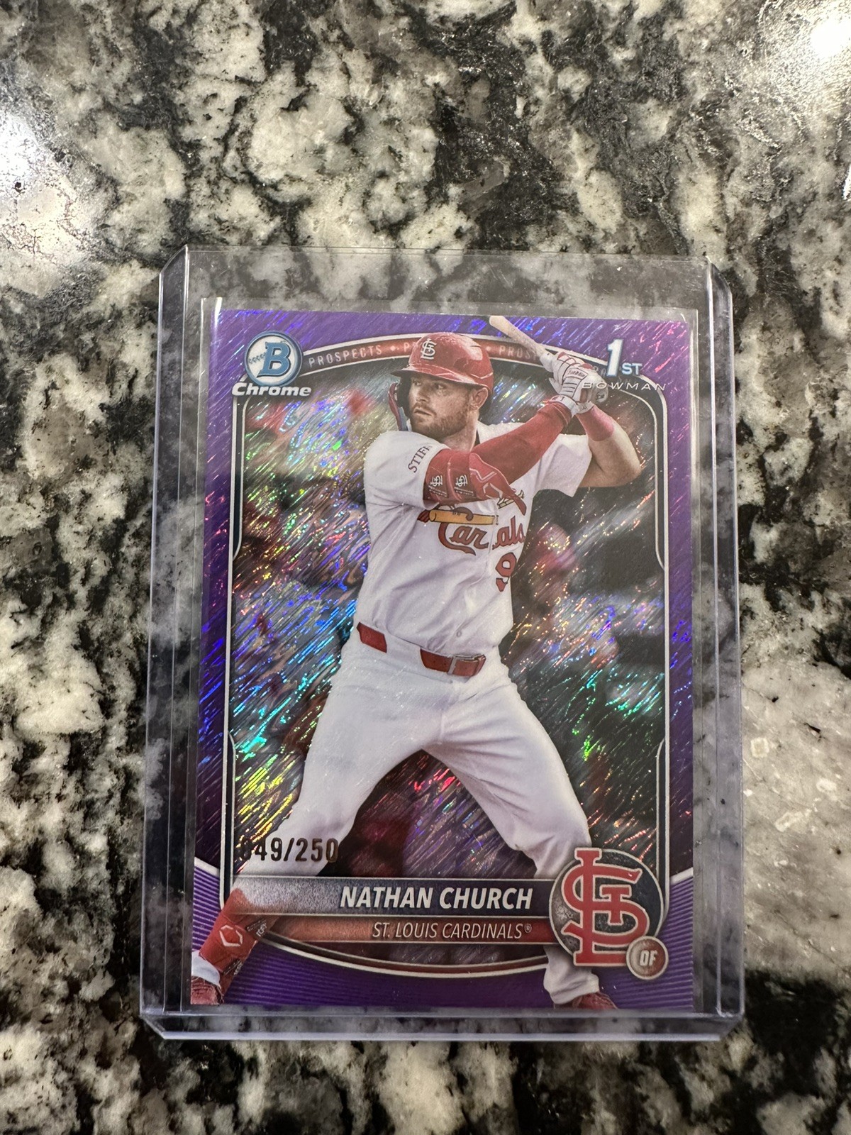 2025 Bowman Chrome Nathan Church Purple Shimmer Refractor 1st /250 - RCO2