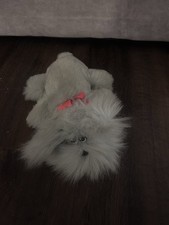 Vintage Tonka Pound Puppies Gray Newborn Furries Red Bow Stuffed Animal
