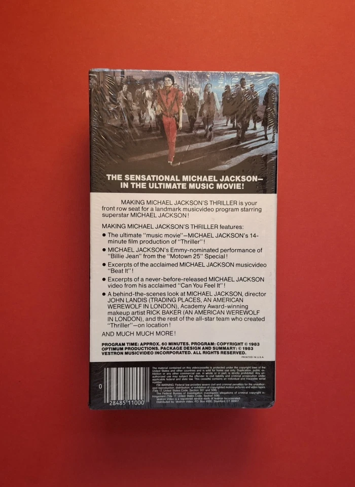 1983 Sealed Michael Jackson's Making Thriller VHS/ Two Tone/ Vestron/John Landis - Image 2 of 4
