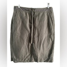 Talbots Olive Green Pure Irish Linen Pencil Skirt Size 6 Drawstring Utility