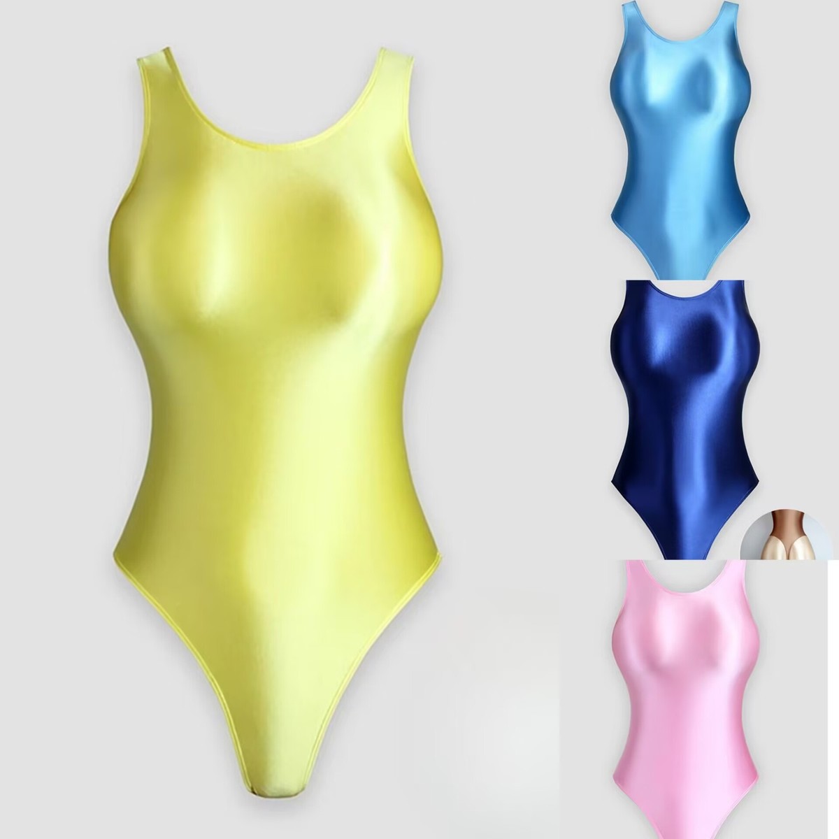 Mujeres Opaco Apretado Body Mono Brillante Corte Alto Leotardo Traje de Baño Ropa de Baile