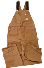 1998 Carhartt R01 BRN Brown Duck Bib Overalls Double Knee Mens 36x32 New w/Tags