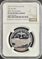 2016 TDC T. Da Cunha Silver £2 The Spitfire 80th Anniversary Proof NGC PF69