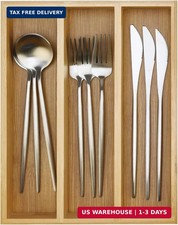 Small Bamboo Silverware Drawer Organizer Kitchen Utensil Spoon Cutlery Tray Co