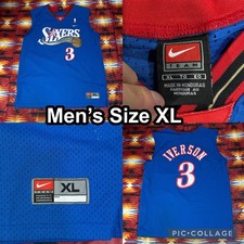 Vintage Nike Allen Iverson Philadelphia 76ers Blue Basketball Jersey 3 Mens XL