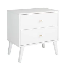 Milo Mid-Century Modern 2 Drawer Nightstand, Bedside Table, Contemporary Bedr...