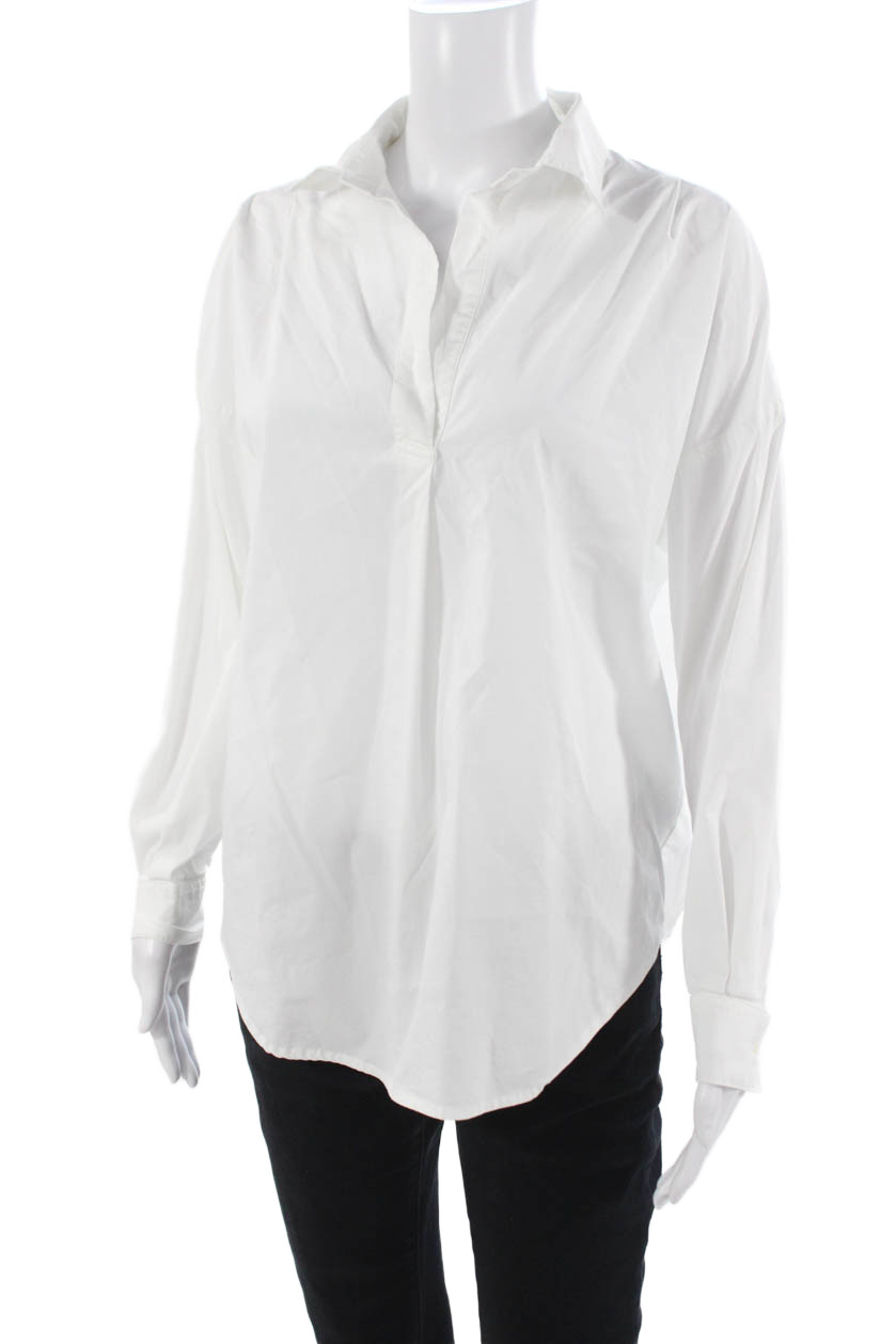 Magaschoni Womens Basic Collared Long Sleeve Whit… - image 2