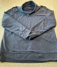 LL BEAN Women's Cowl Funnel Neck Pullover Sweatshirt, Navy Blue-Size LARGE