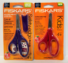 Lot of 2 Fiskars Blunt Tip Safety Edge 5" Kids Scissors Purple  Red 4 NEW